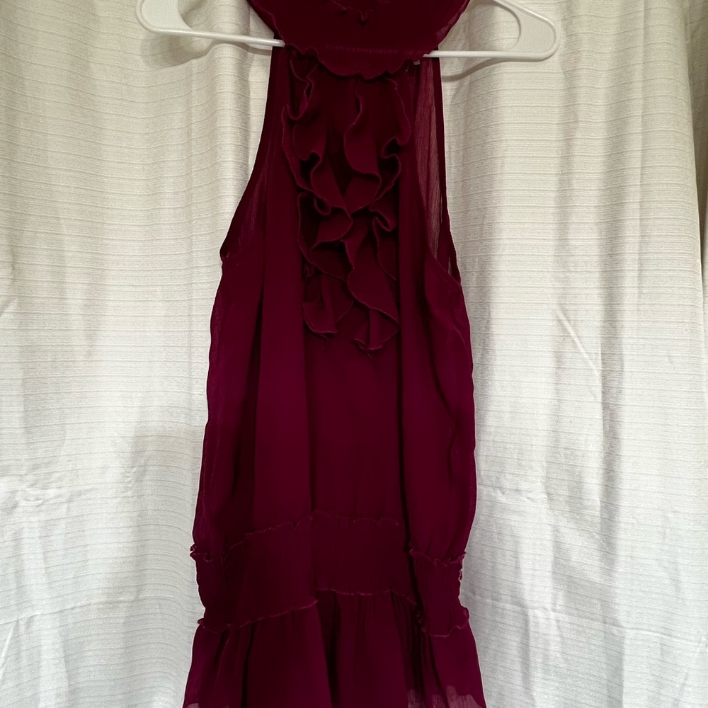 Elegant Burgundy Ruffle Dress